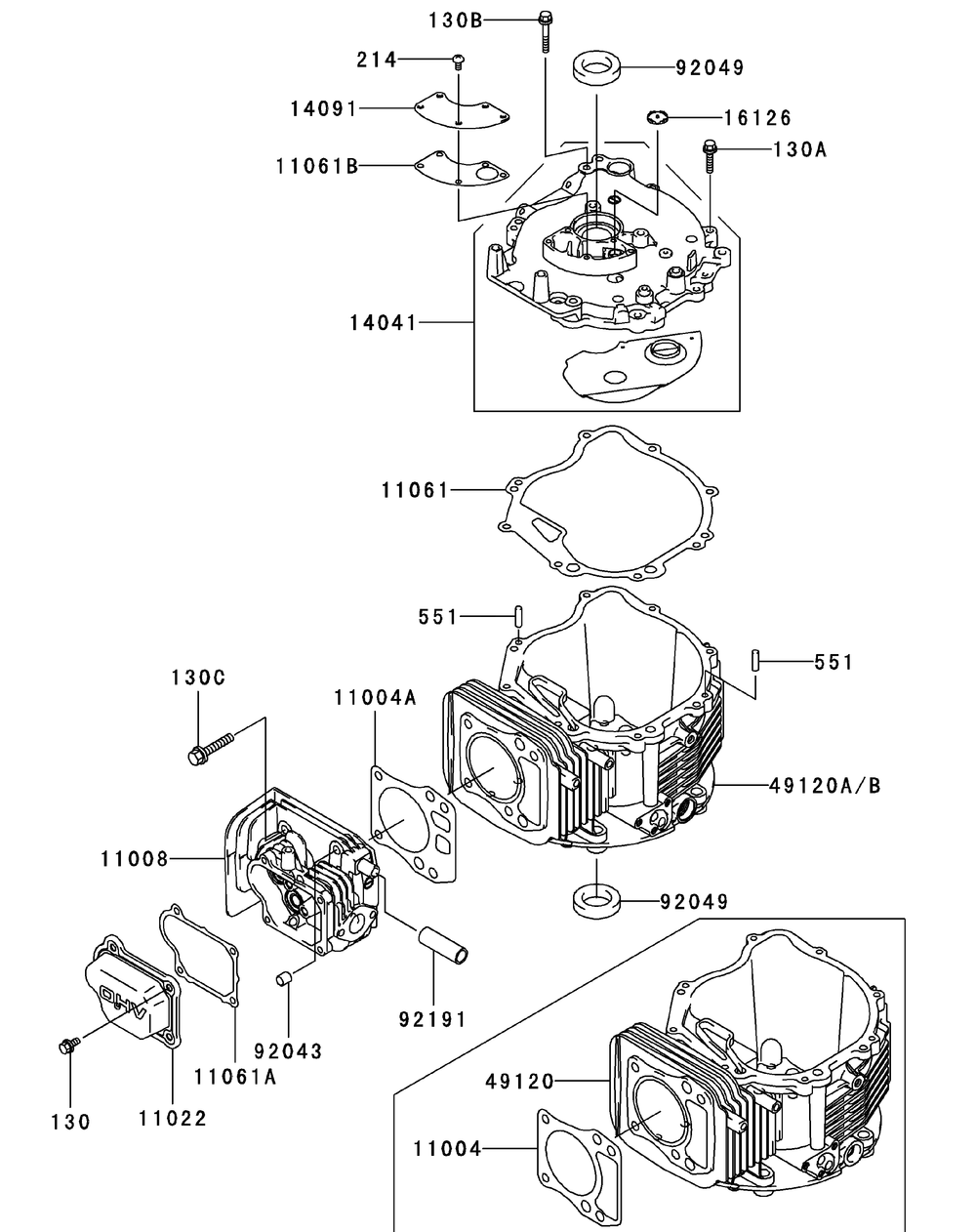 Fj180v-As08 Cylinder And Crankcase Diagram and Parts List for 56A443TH (750-XP)(2008 & Before) Cub Cadet Lawn Mower